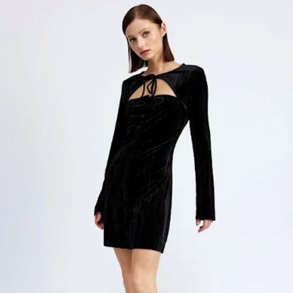 Emory Park Black Crushed Velvet Romantic Whimsigoth Witchy Mini Dress Size S - Picture 1 of 12